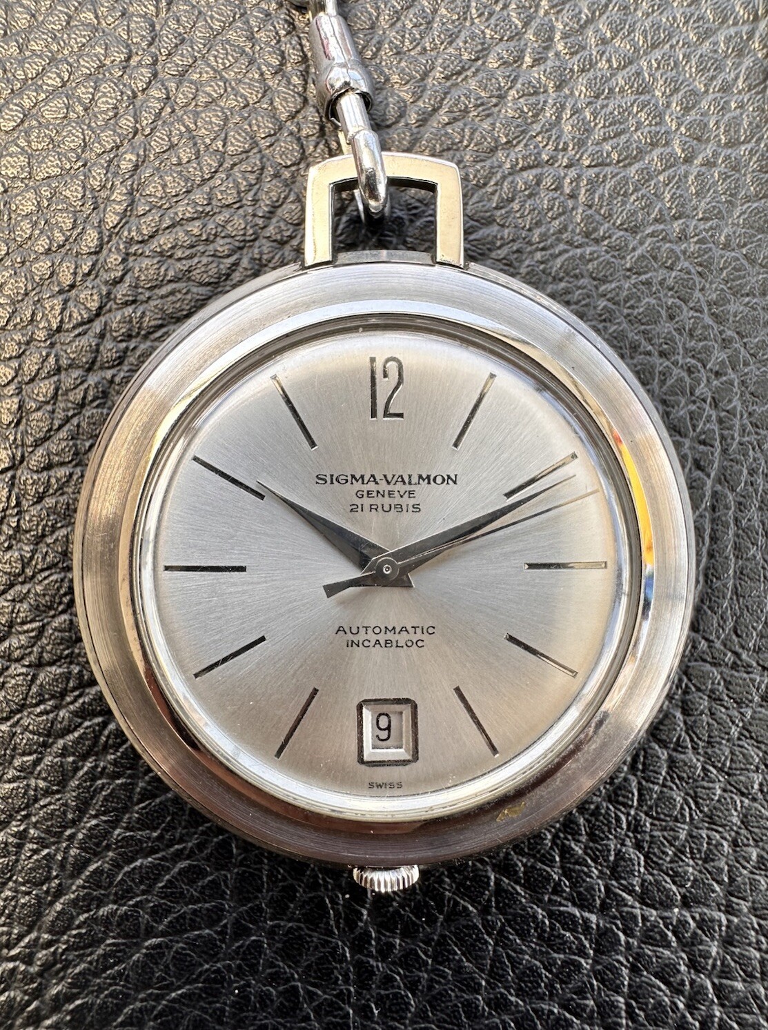 Sigma-Valmon Geneve Pocket Watch w/ Box & Papers c.1965