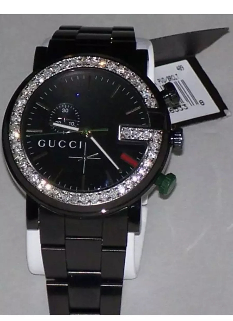 Gucci New Men’s Gucci 101G 1.92ct.aprx. black dial Diamond bezel Watch YA101331