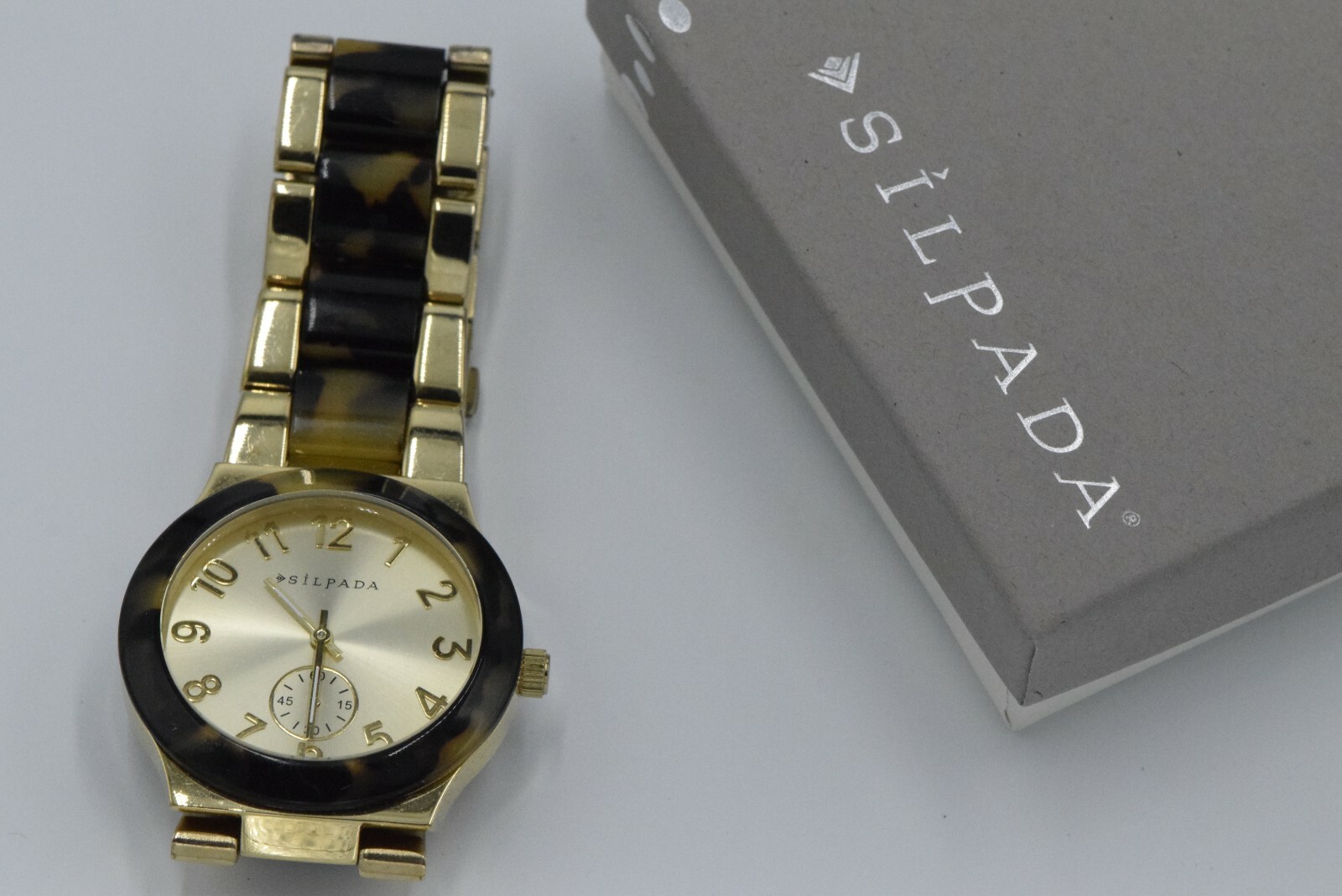 Silpada “Timeless Tortoise” Resin Stainless Steel Gold Watch KRT0016