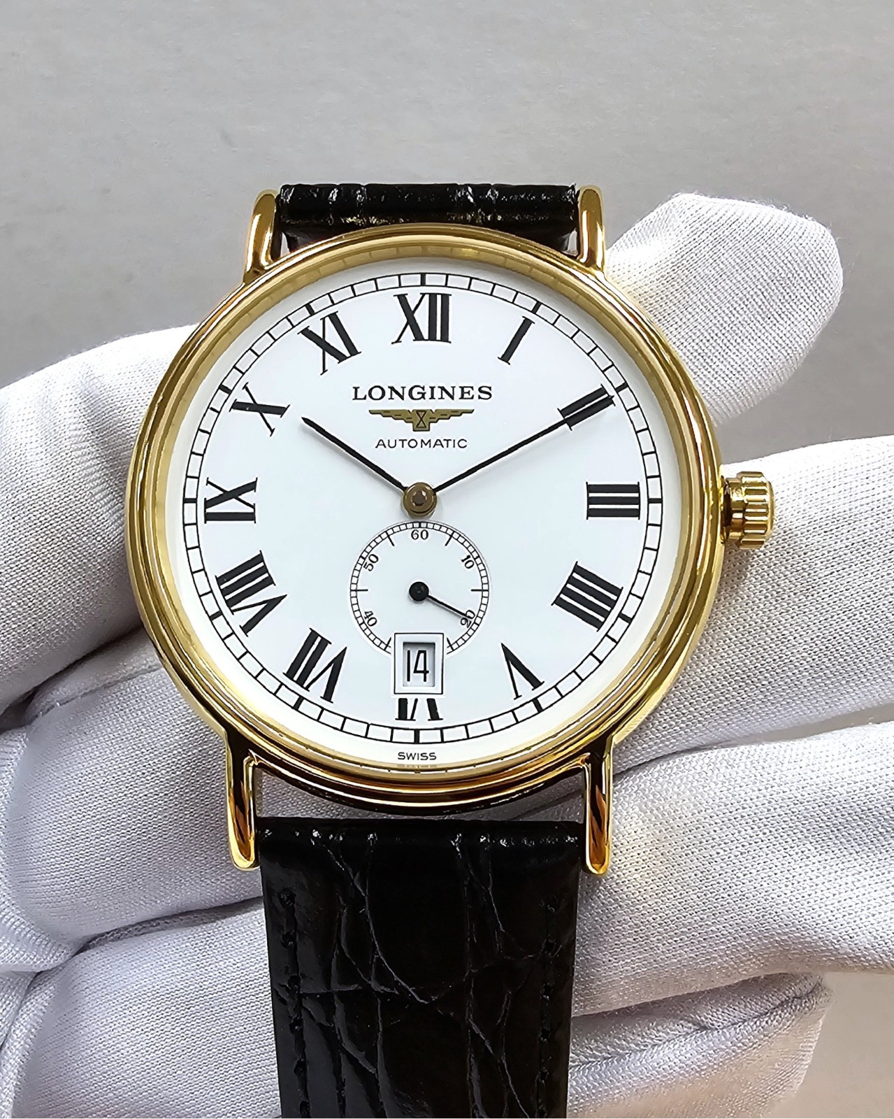 LONGINES Presence Automatic 38.5mm White Dial Leather Men’s Watch L4.805.2.11.2