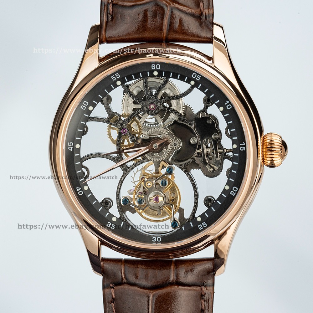 Aesop Hollow Real Flying Tourbillon Mechanical Watch Mens Luxury Skeleton 7031