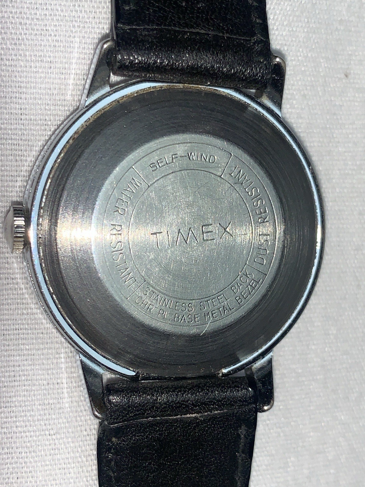 Vintage 1975 Timex Viscount Automatic Watch 35mm Rare Textured Linen Dial Works