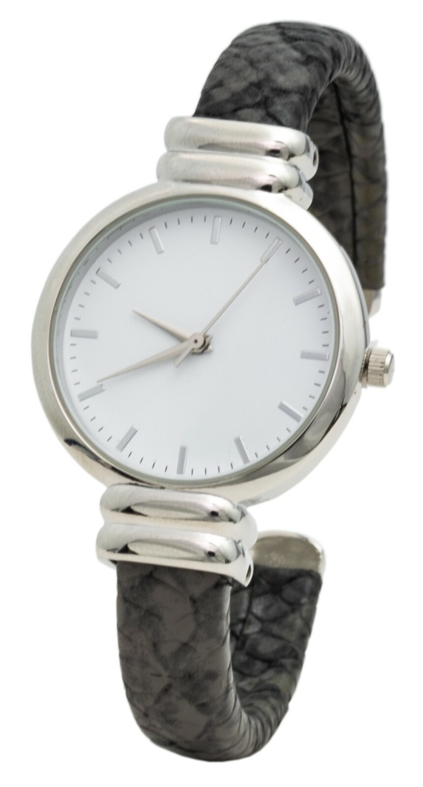 Blekon Collections Analog Qrtz Women 30mm Case Leather Pattern Cuff Bangle Watch