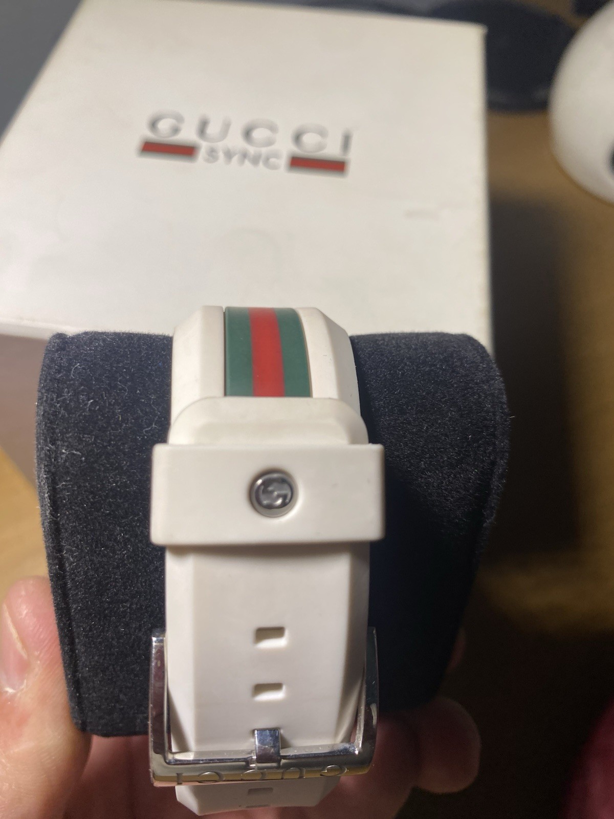 Gucci Sync 46mm Clear Transparent Nylon Case with White Rubber Straps