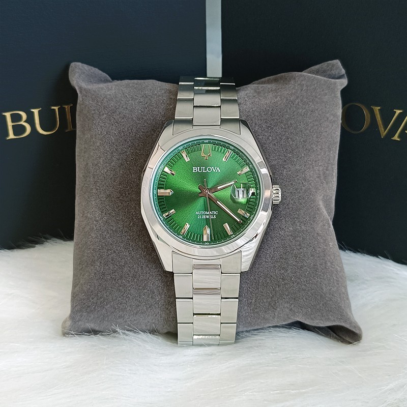 Bulova Surveyor Green Dial Stainless Steel Men Automatic Watch 96B429 39MM