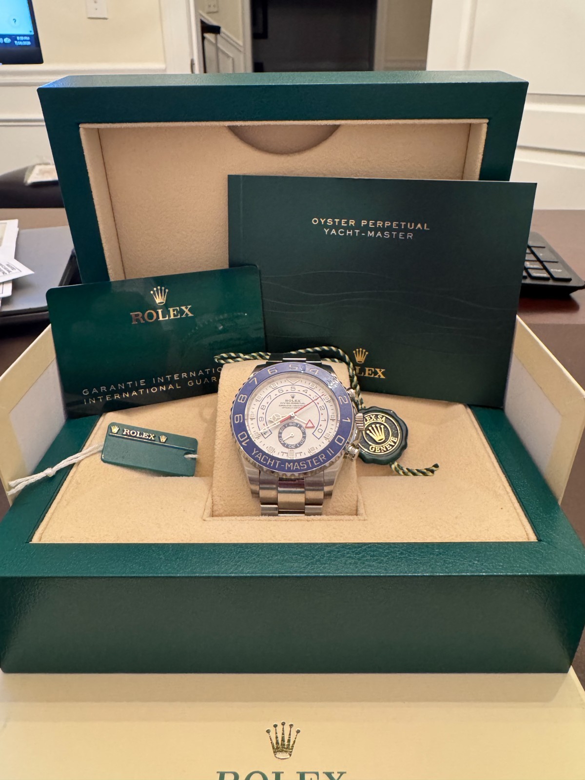 Rolex Yacht-Master 116680 Silver Oyster Bracelet with Blue Bezel – 2023