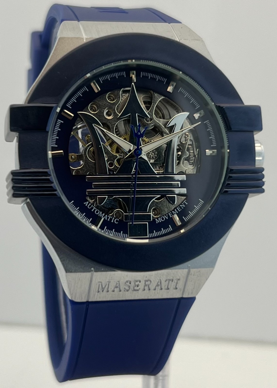 Premium Men’s Maserati Potenza Automatic Skeleton Blue Dial Perfect Wristwatch