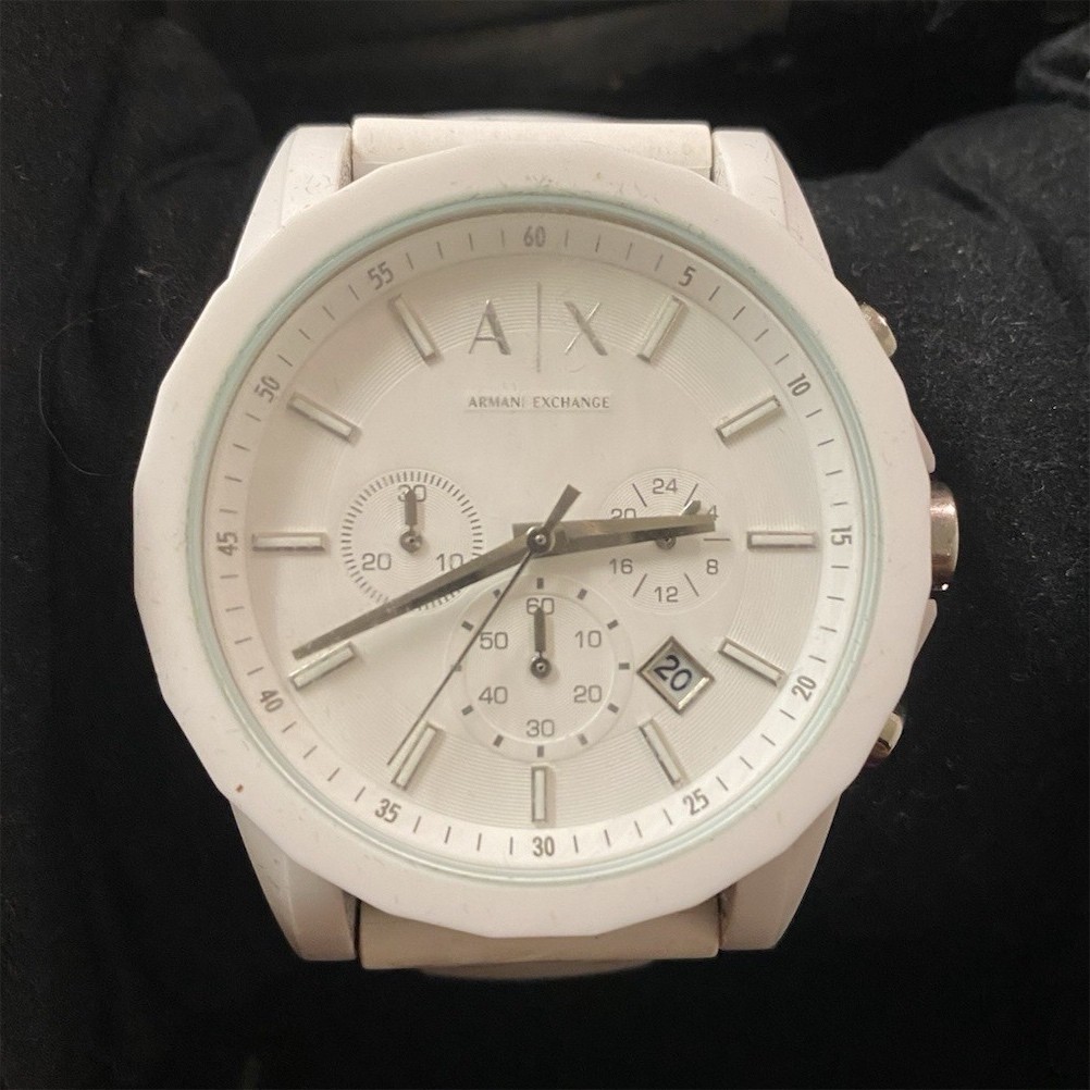 Armani Exchange A|X White Quartz Chronograph Date 24-Hour Silicone Watch w/Box