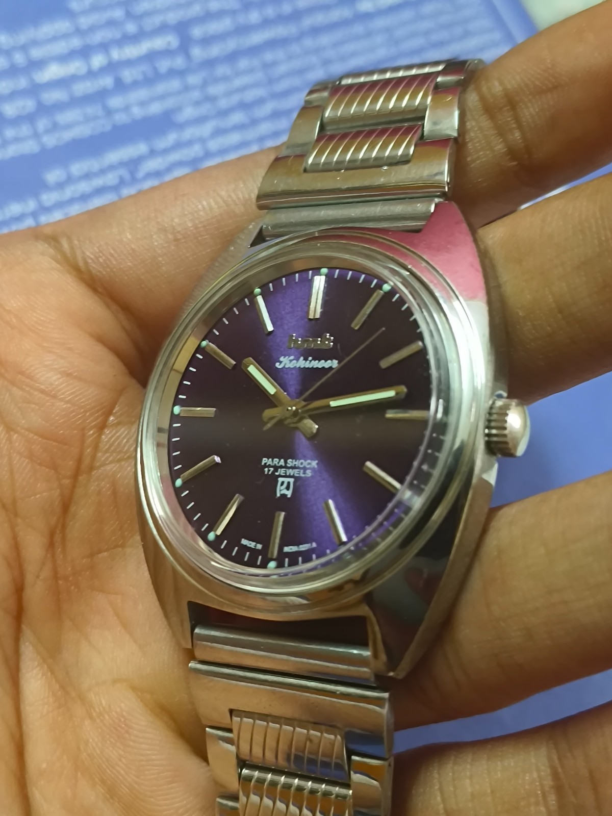 Vintage HMT Kohinoor Purple 17 Jewels Mechanical Hand Winding Men’s Wrist Watch