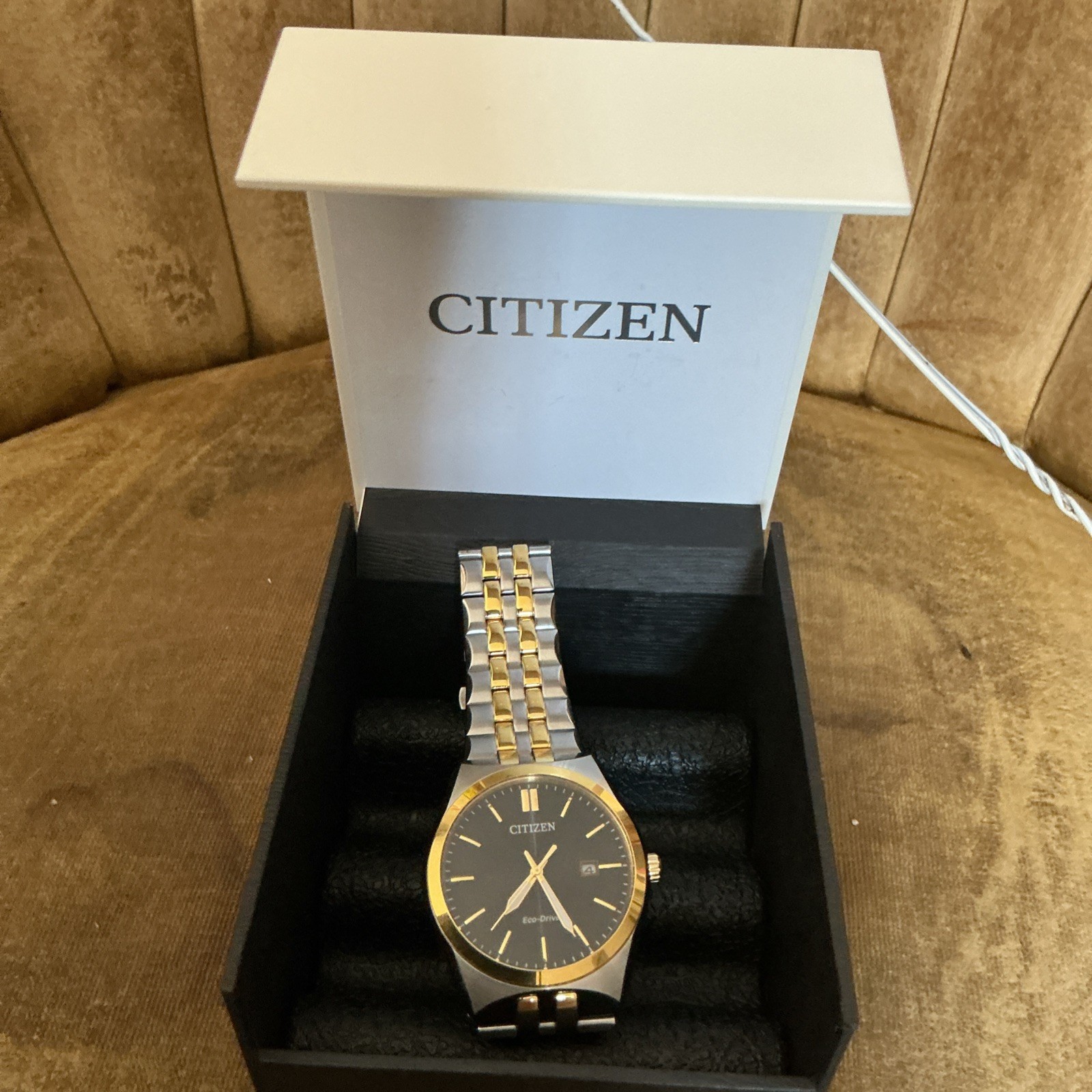 Citizen Eco-Drive WR100 Men’s Two-Tone Stainless Steel Watch Black Dial E111