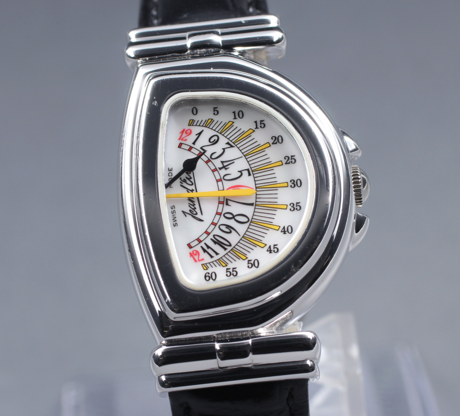 Vintage [Exc+5] Jean d’eve Sectana Silver 24mm Yellow Women’s Quartz Watch JAPAN