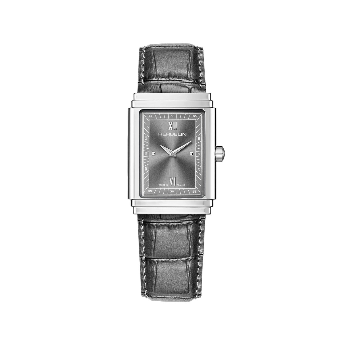 Herbelin Art Deco 17567AP04GR Men’s Black Leather Strap Analog Dial Watch 27mm