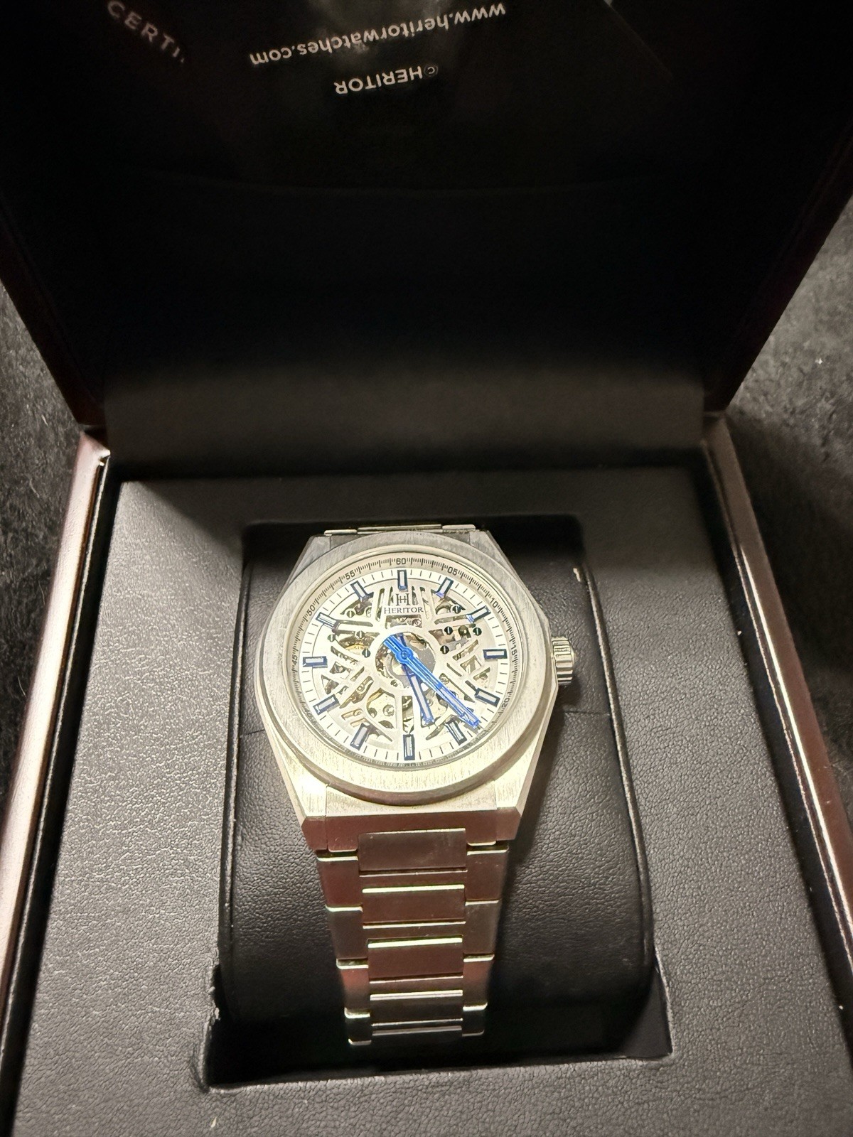Heritor Men’s Automatic Skeleton Dial SS Bracelet Watch 42mm 100m w/ Box