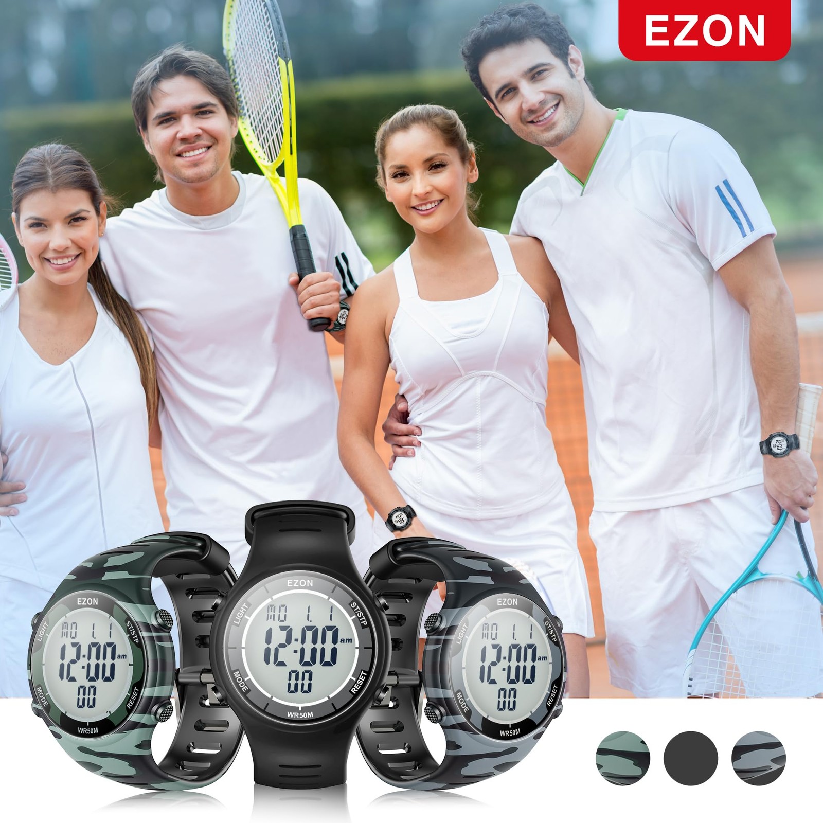 EZON Digital Watch with Stopwatch Countdown Timer Alarm EL Backlight,Ultra-Th…