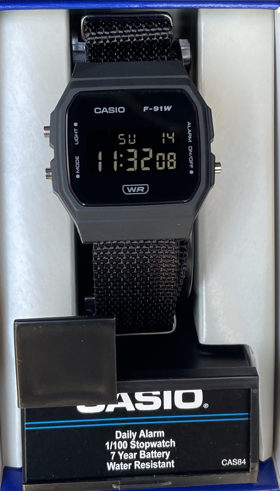 Casio F-91w Negative Display Black Nylon Strap Digital Watch Mod