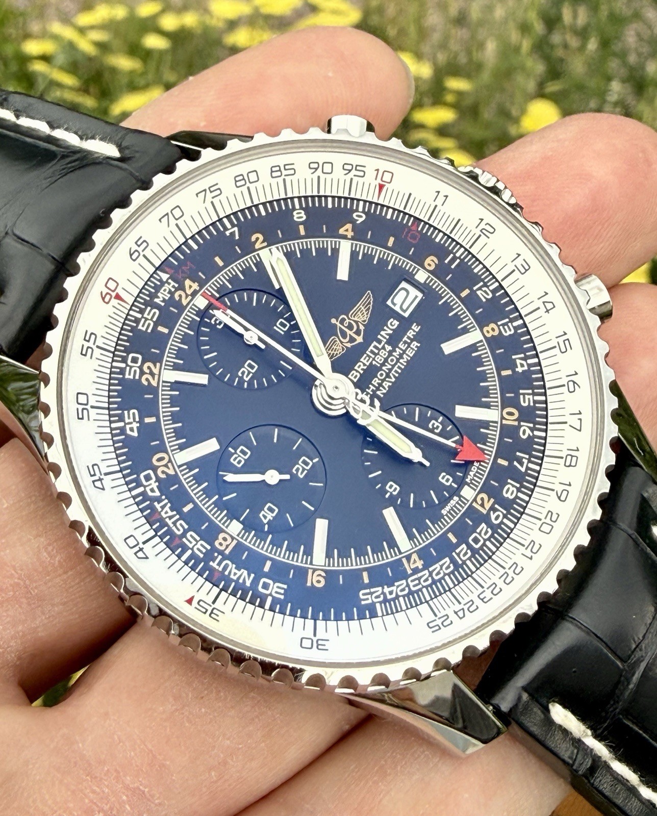 Breitling Navitimer World GMT 46mm Stainless Steel Chronograph A24322 Watch Only