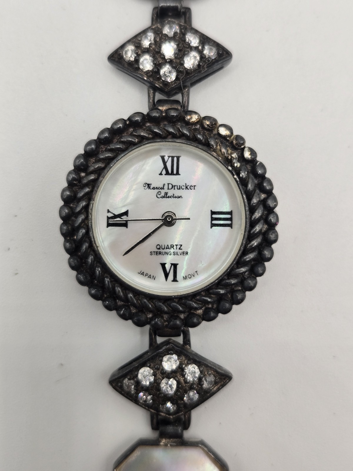 Marcel Drucker watch, silver-tone bracelet with Opal Colores And Crystal Vntg