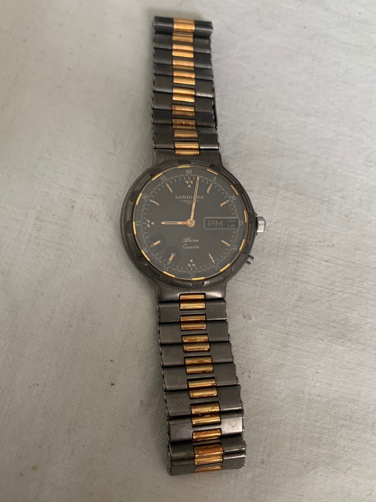 LONGINES Conquest Alarm Quartz Original Titanium Gold Case 33mm NOT Working