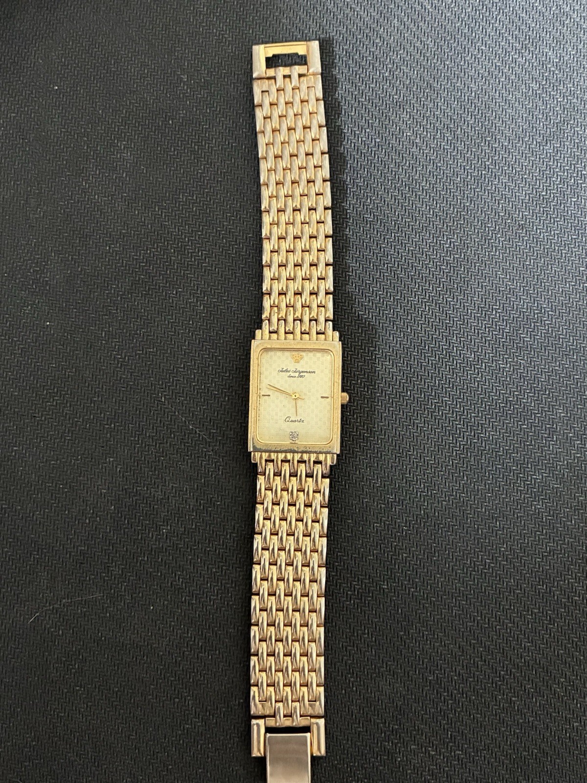 Jules Jurgensen Quartz Rectangular Gold-Tone Watch Champagne Dial – 364 7126