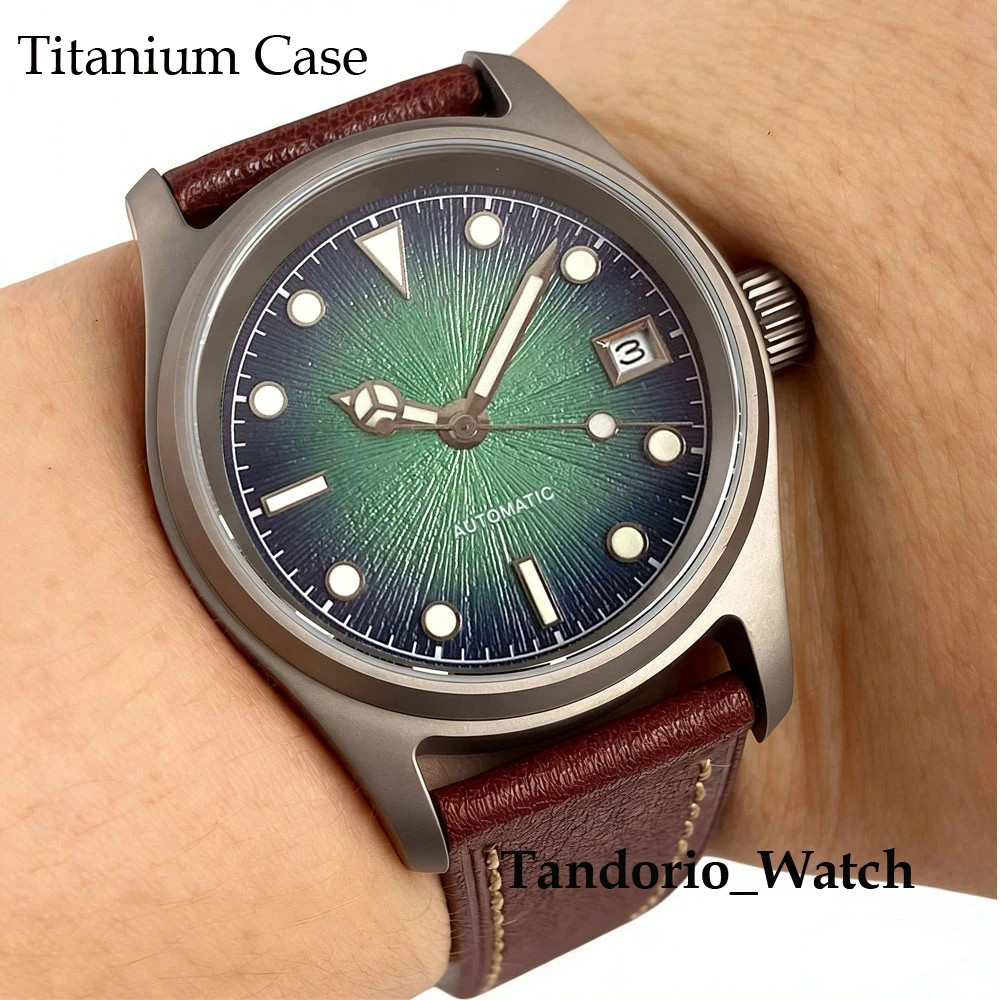 Tandorio 36mm 20ATM Titanium Automatic Pilot Diver Men’s Watch Sapphire Glass