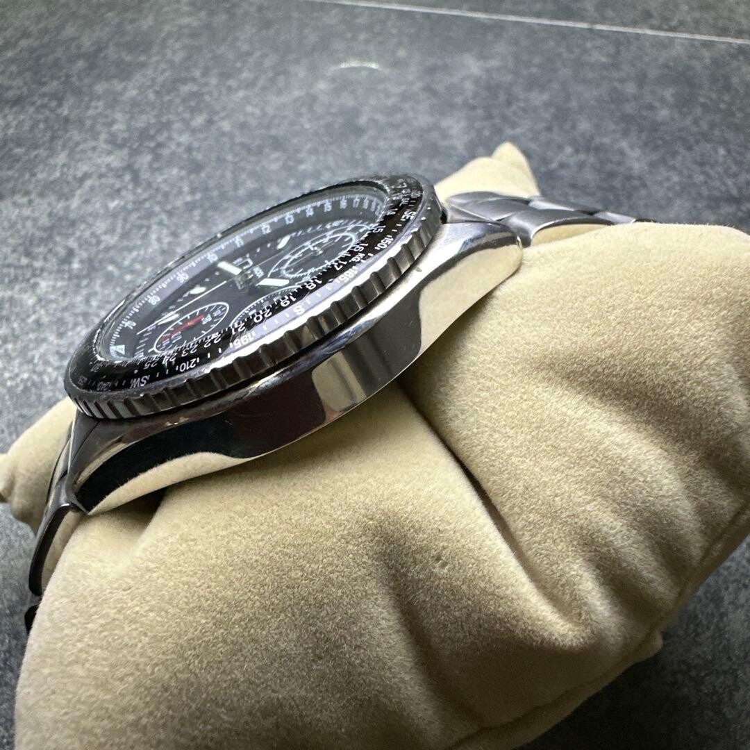 SEIKO Authentic Chronograph Quartz Black Dial Slide Rule Watch 7T92 0CF0 Box