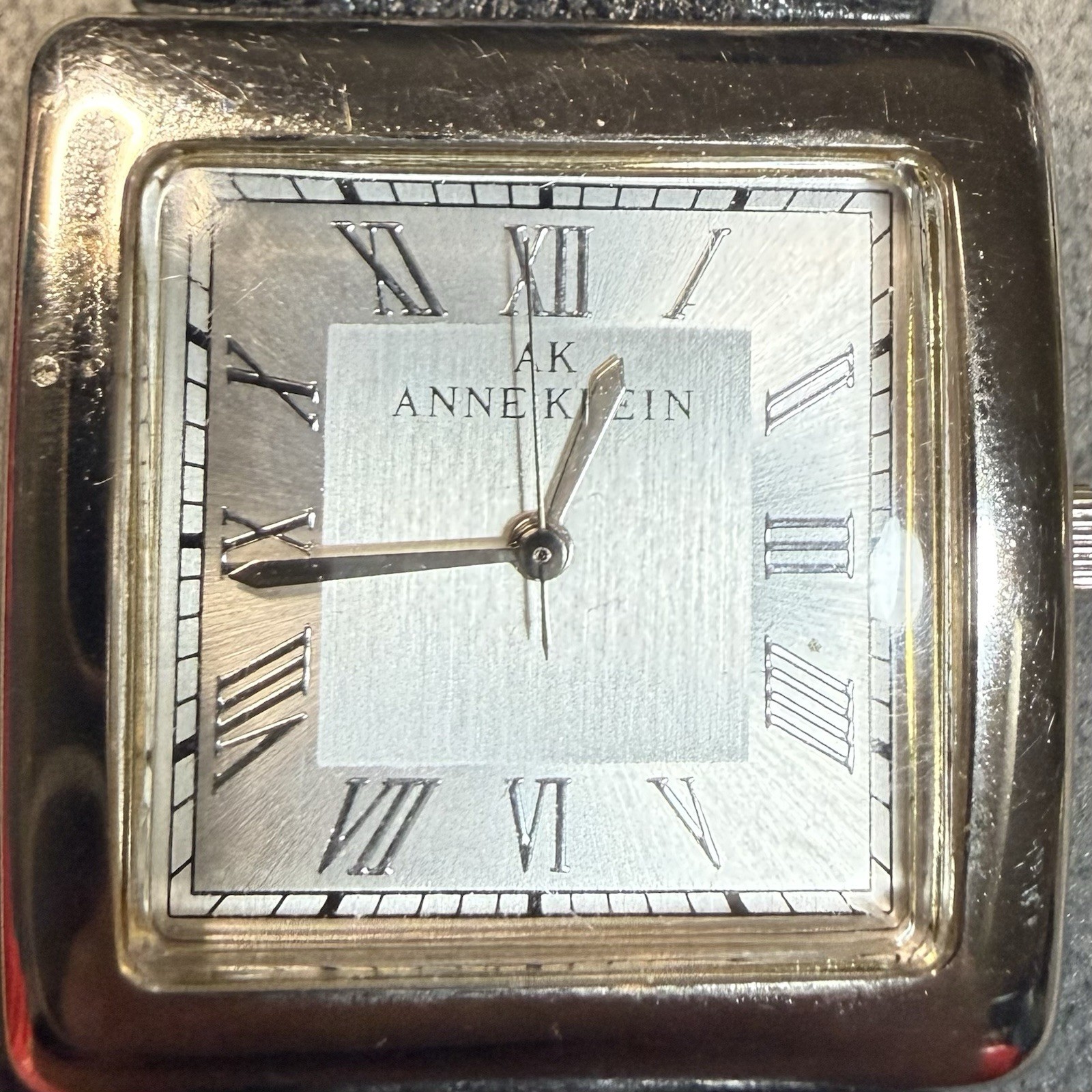 Anne Klein Watch Flexible Leather Black Band Silver Case 10/6607 Y121E Easy Read