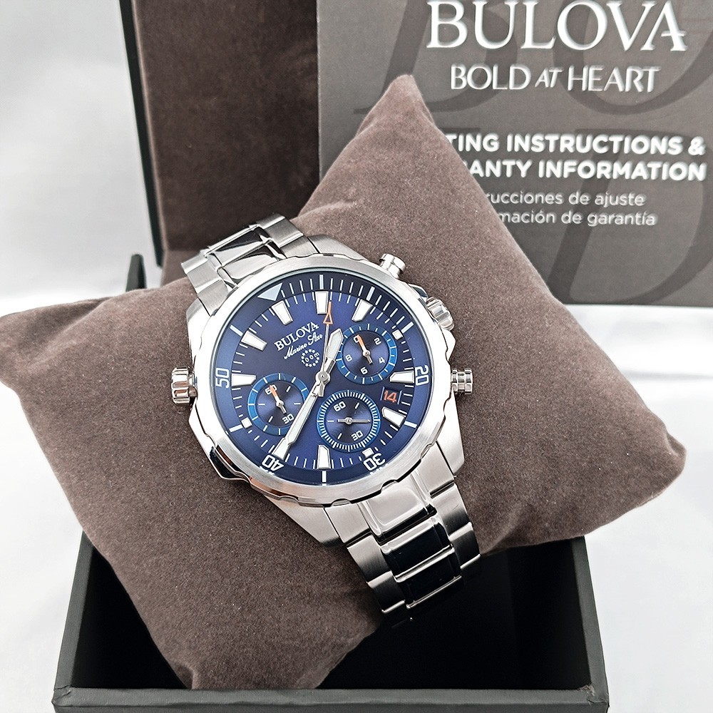 Bulova Marine Star Chronograph 96B256 Blue Dial Stainless Steel Men’s Watch