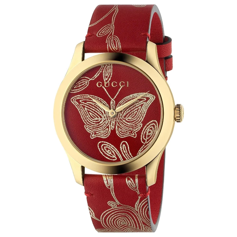 Gucci Women’s G-Timeless Red Butterfly Dial Ladies Watch YA1264054 ($1100 MSRP)