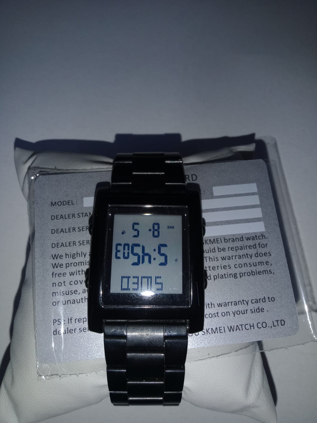SKMEI Men Digital Watch Black Stainless Steel Square LED Sports Bracelet Box