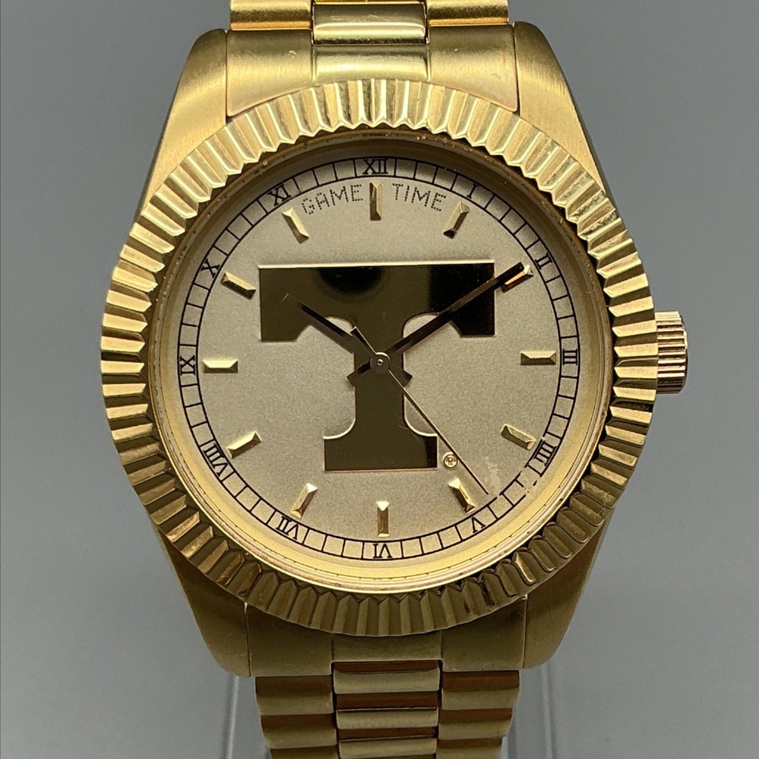 Game Time Owner Series Mens Watch 39mm Champagne Dial Gold Tone New Battery 8″