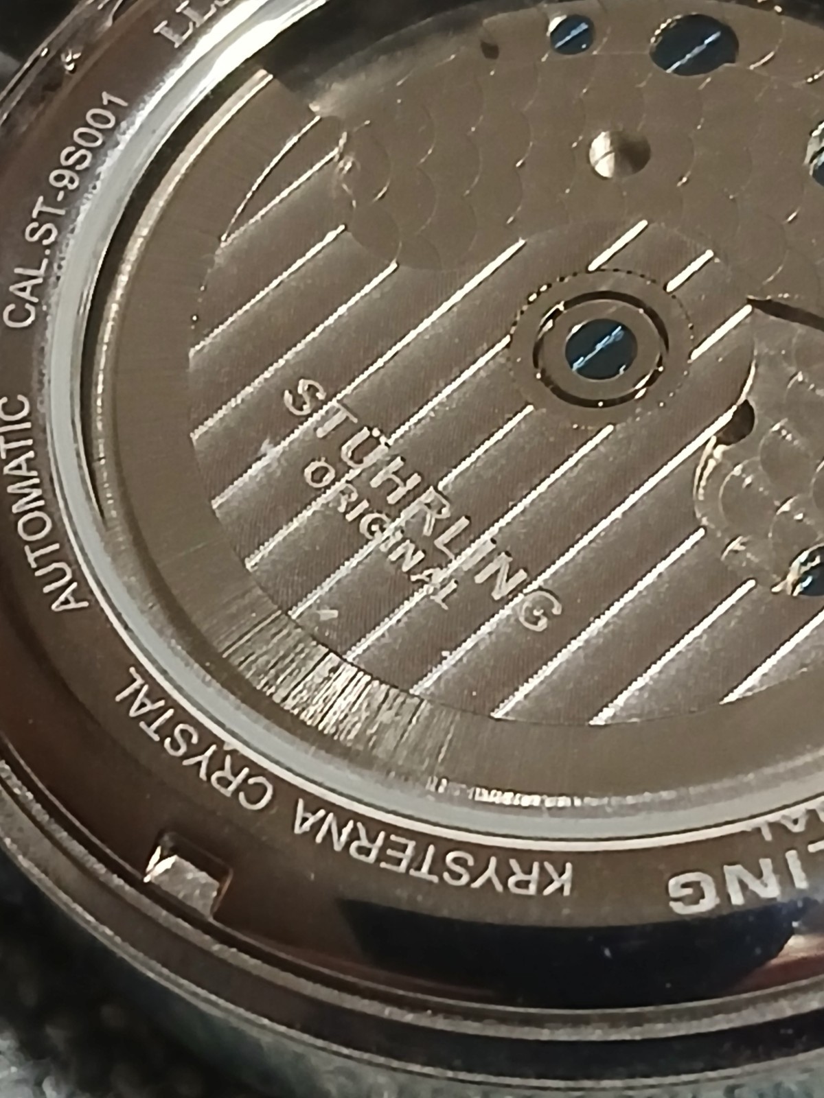 Mens Stuhrling Original Black Automatic Watch, Case & Papers 40 Jewels 9S001