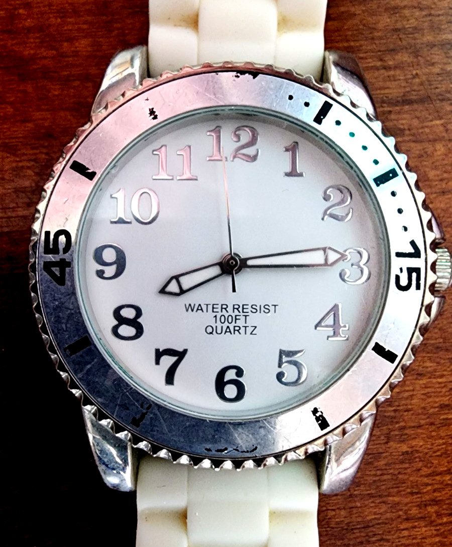 Quartz 3ATM Diver Style Watch Cream Silicone Band Japan Movt
