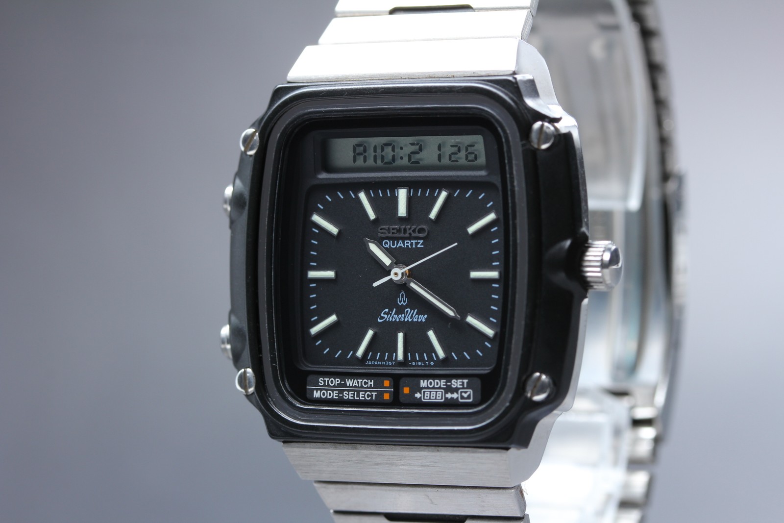 [N MINT] Seiko SilverWave H357-5110 Silver Ana-Digi Qz James Bond Men’s Watch