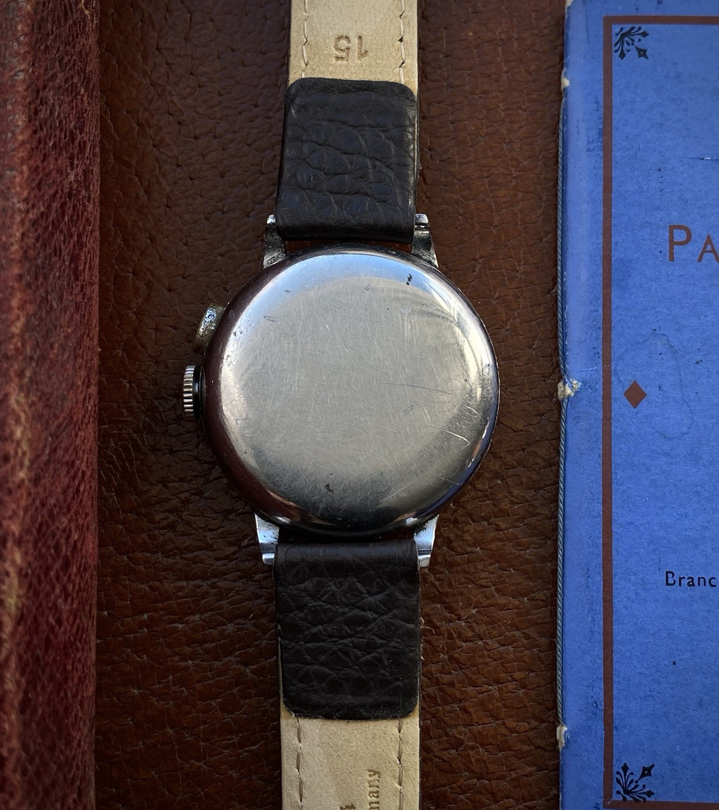 1920s Enamel dial Monopusher chronograph watch Lemania 13CH movement