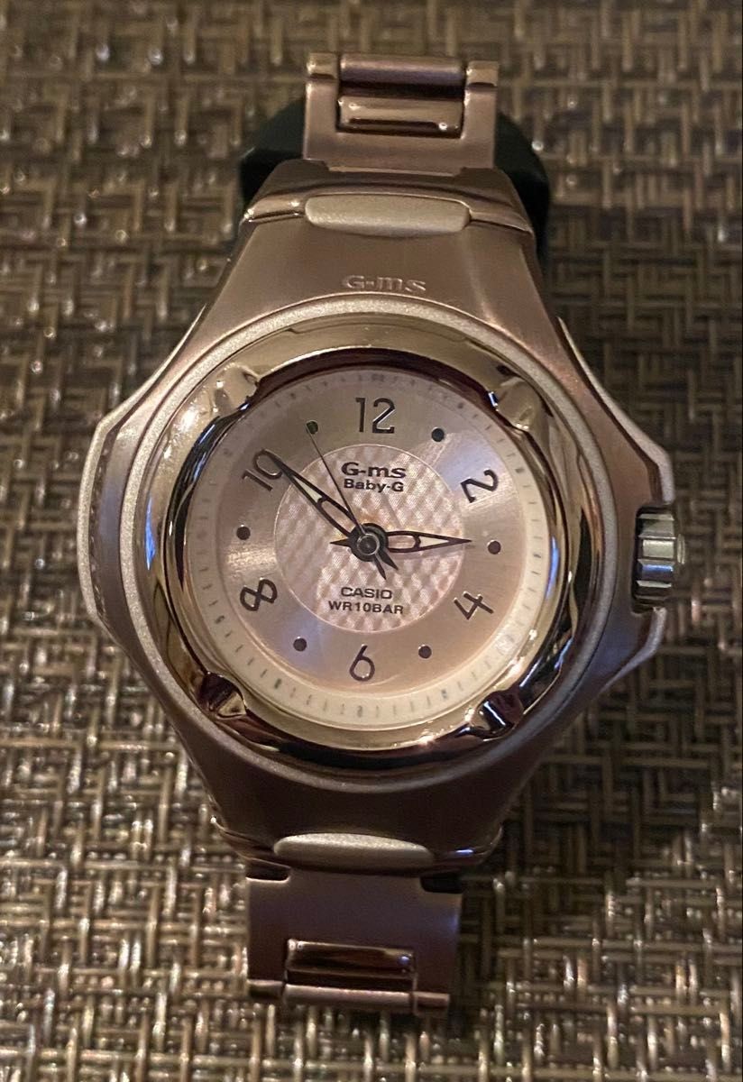G MS Baby G wristwatch pink gold 10 ATM water resistant