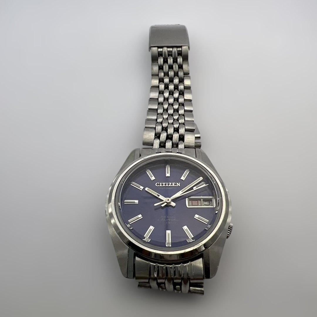 CITIZEN LEOPARD 1971 Automatic Purple Dial Day Date Vintage Mens Watch 19cm