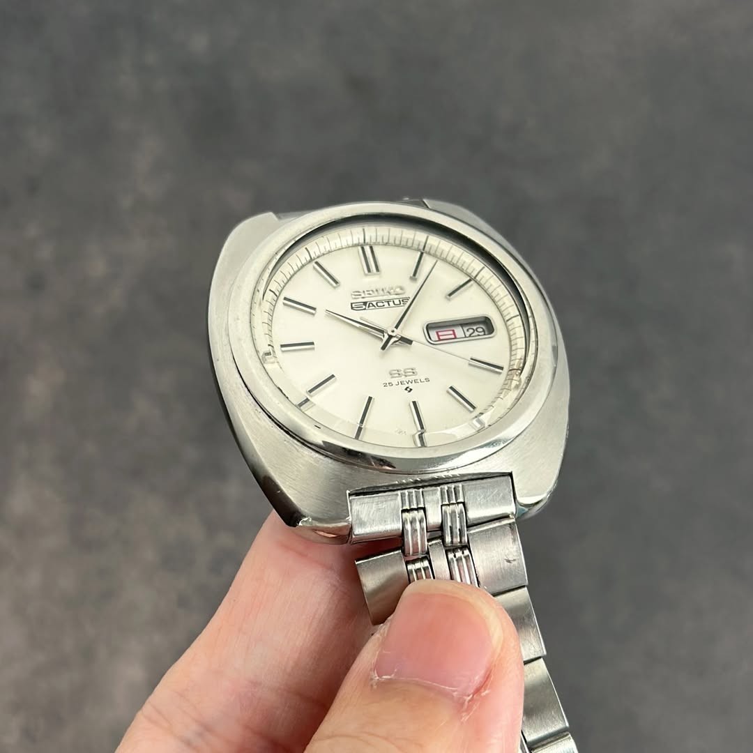 Rare Seiko 5 actus SS Automatic Ref. 6106-7440 Silver Dial JDM Day Date Watch