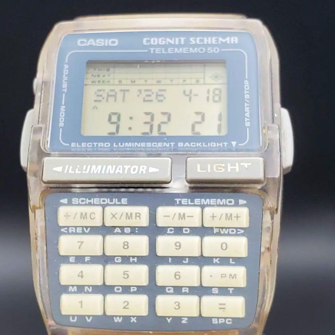 CASIO Data Bank DBC-63 Cognit Schema Yellow Skeleton Y2K Vintage Watch Working