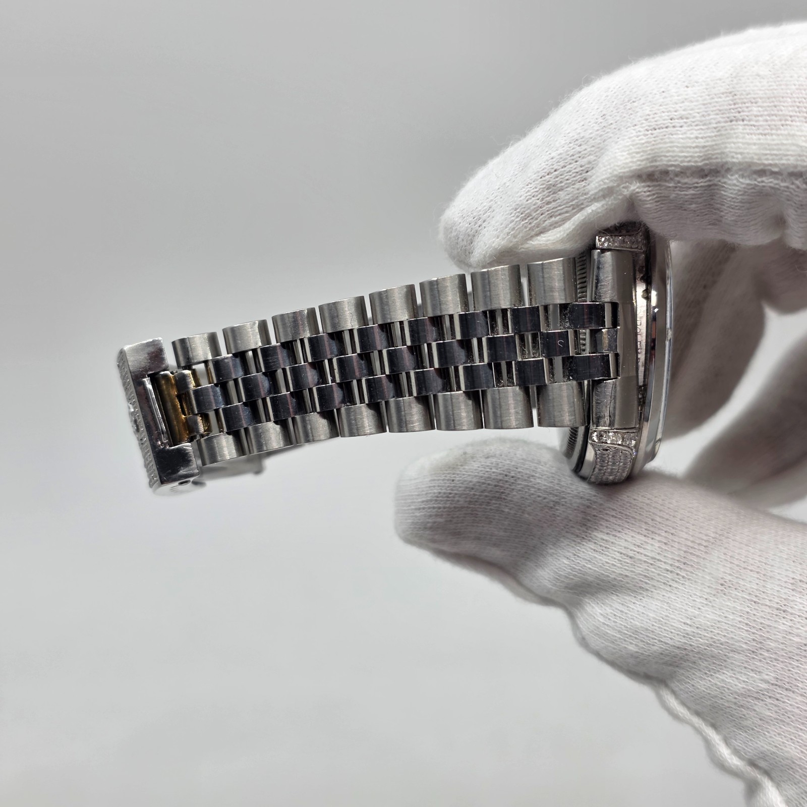 Rolex Custom Set Natural Diamond Bust Down Stainless Steel Menes Watch