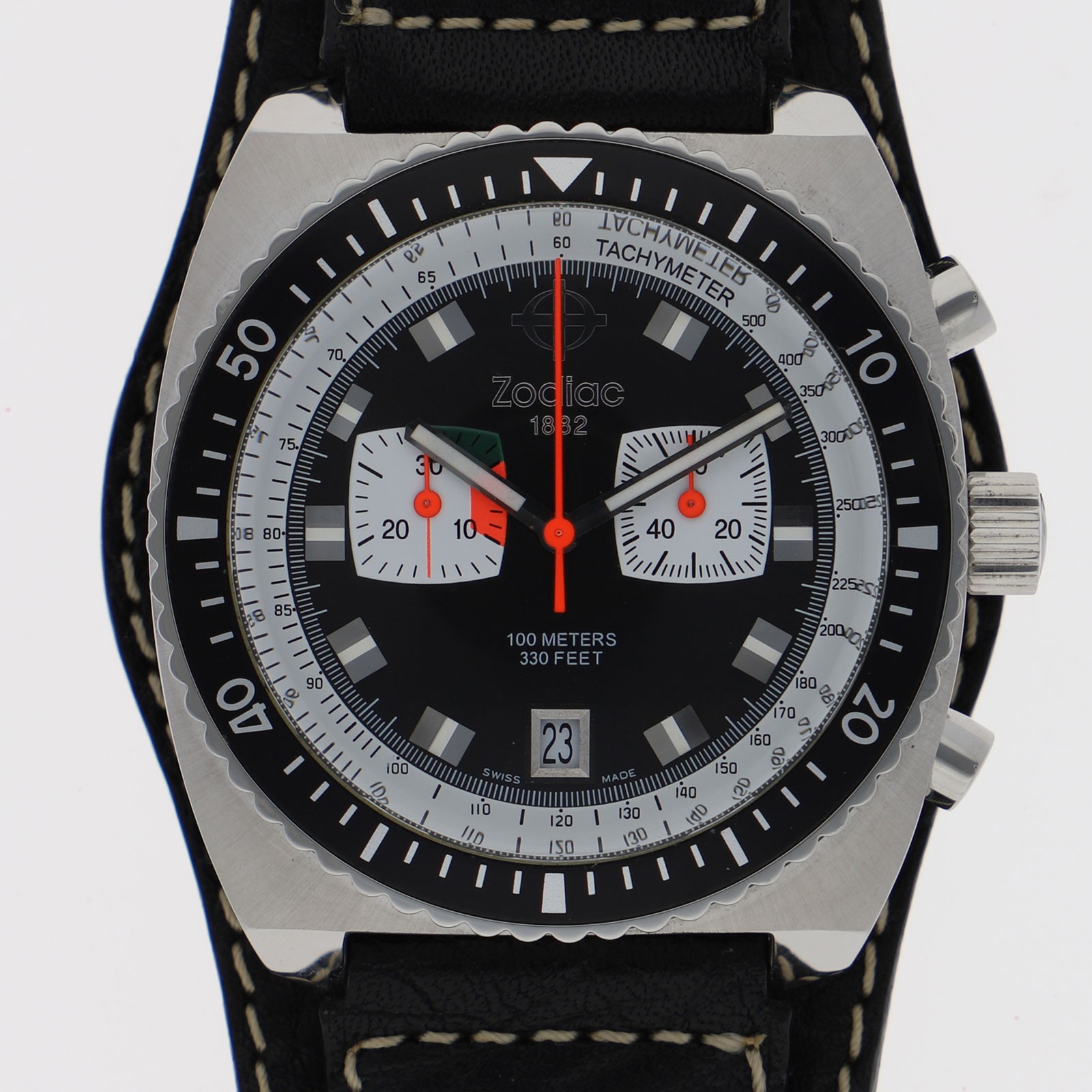 ZODIAC ZO2216 Sea dragon black Dial Quartz Stainless Steel Leather Men’s