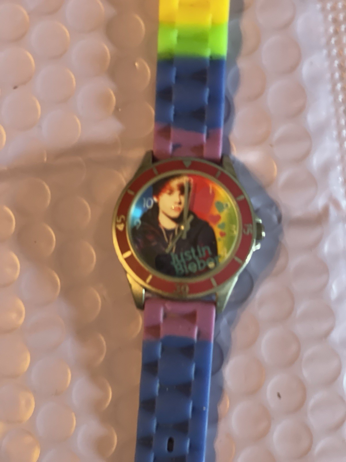 Justin Bieber Quartz Analog Wristwatch 30mm Multicolor Silicone Strap