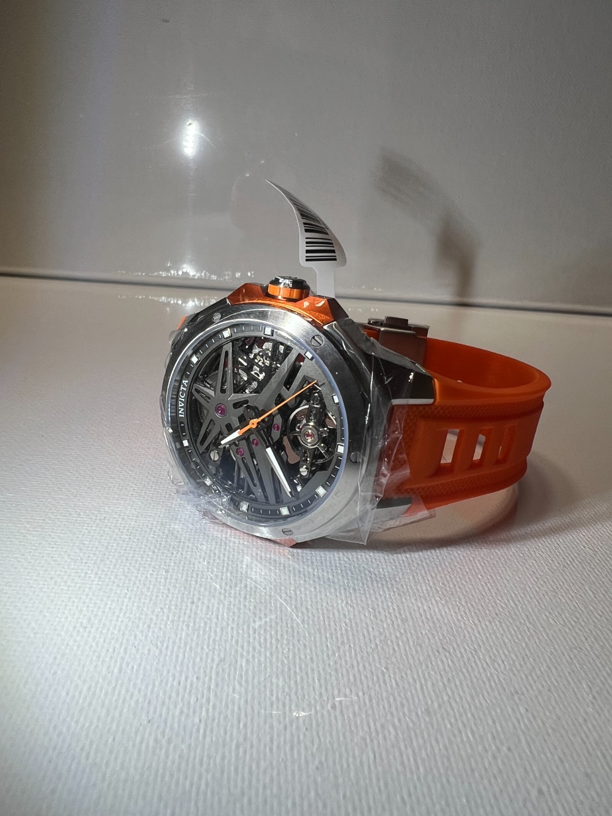 Invicta Celestial Adamastre Skeleton Auto Orange Sil Band Carbon Box (16954)
