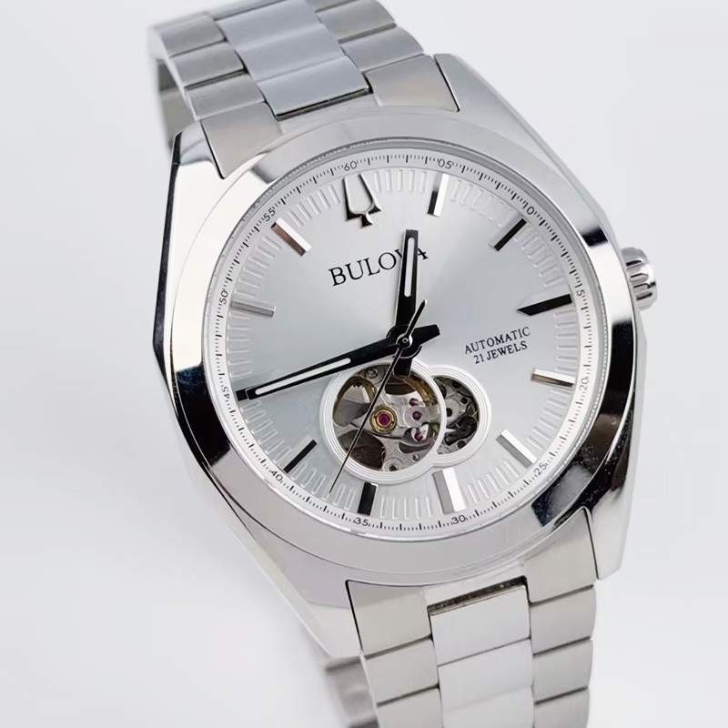 Bulova Classic Surveyor 96A274 Automatic Men’s Watch Silver Tone Dial 42mm