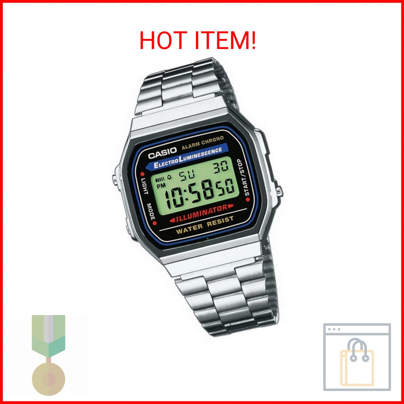 Casio Men’s Vintage A168WA-1 Electro Luminescence Watch
