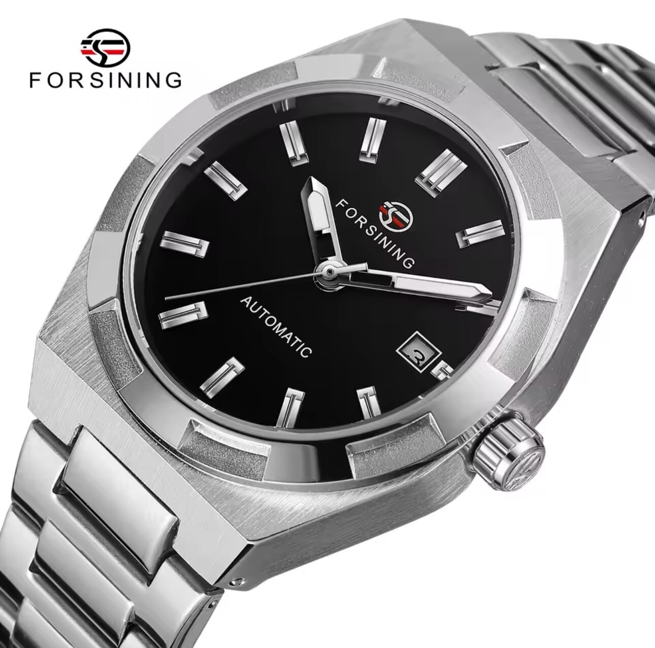 Forsining Automatic Watch 41mm Expedition Caseback 3bar Stainless Steel