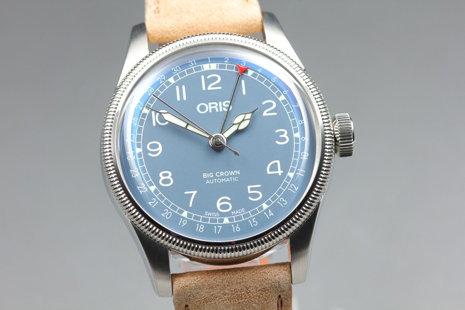 [w/Box, Paper] ORIS Big Crown Pointer Date 7741 Ink Blue Auto Leather Band Watch