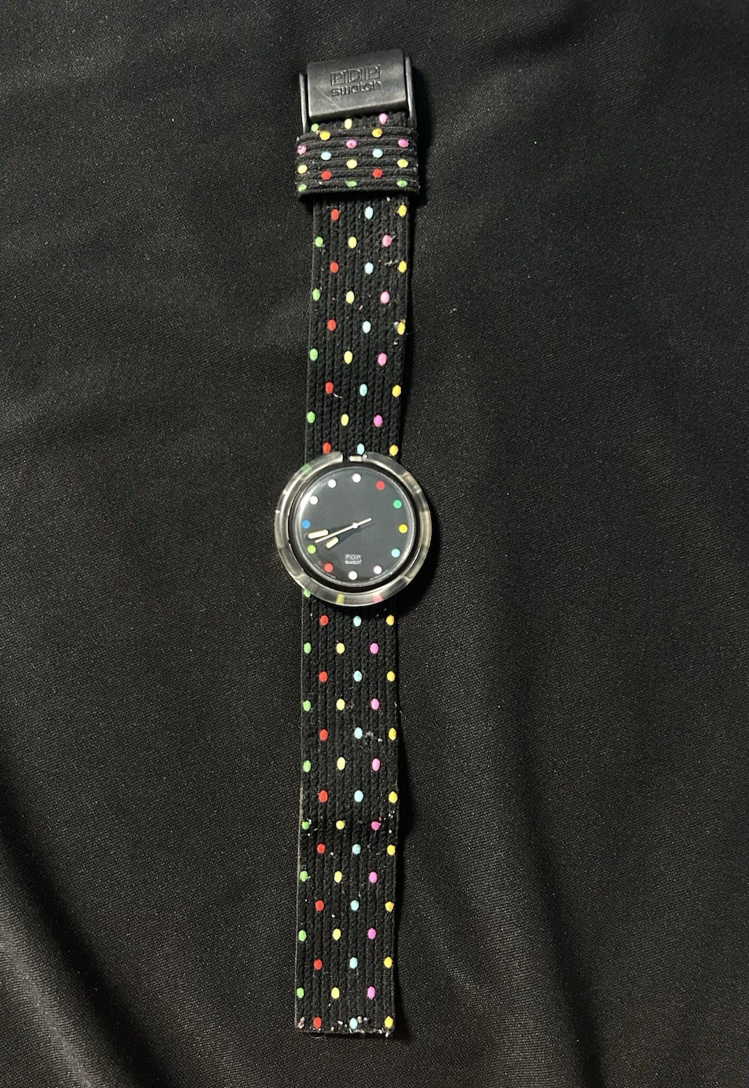 Swatch Pop Swiss Made Quartz Analog 39mm Water-Resistant Polka Dot Strap.