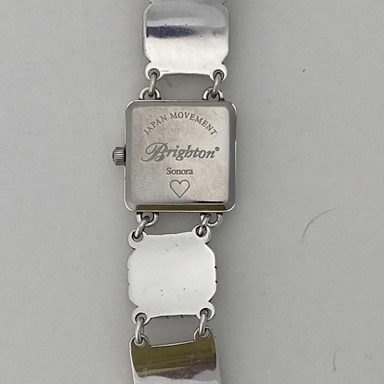Brighton Sonora Watch Silver Plated Fold Over Clasp 7″ Needs Battery ****