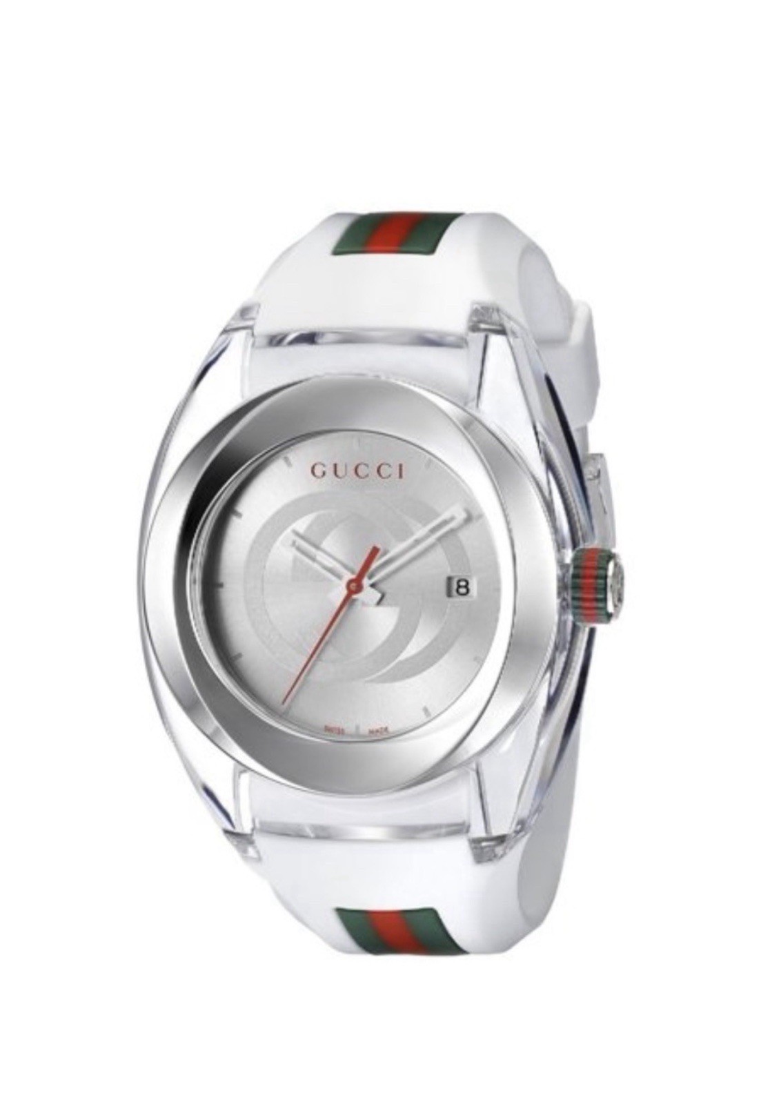 New Gucci Sync XXL 46mm YA137102 White Rubber Band White Dial Unisex Watch