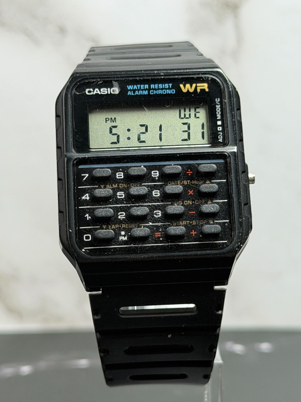 Vintage Casio CA-53W Databank Calculator Digital Watch Black Running Calculator